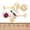 Wine Glass Zinc Alloy Enamel Stud Earrings EJEW-Z088-02G-5