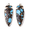 Assembled Bronzite and Synthetic Aqua Terra Jasper Pendants G-R481-11A-2