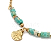 304 Stainless Steel & Plastic Stone Shell Shaped Charm Anklets for Women AJEW-A059-01G-02-1