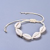 Adjustable Cowrie Shell Braided Bead Bracelets X-BJEW-JB04278-1