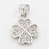 CZ Lucky Jewelry Brass Micro Pave Cubic Zirconia Four Leaf Clover Charms Pendants ZIRC-M011-18P-NR-1