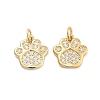 Paw Print Rack Plating Brass Micro Pave Cubic Zirconia Charms KK-G512-22G-1