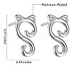 Rhodium Plated 925 Sterling Silver Cute Cat Stud Earrings for Women JE934A-3