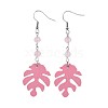 Tropical Theme Monstera Leaf Poplar Wood Dangle Earrings EJEW-JE03357-2