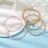 5Pcs 5 Style Natural Rose Quartz & Brass Beaded Stretch Bracelets Set for Women BJEW-JB09663-02-2