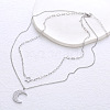 Stainless Steel Star Moon Pendant Double Layer Necklaces for Women MW8125-1-1