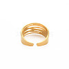 Ion Plating(IP) 304 Stainless Steel Criss Cross Open Cuff Ring for Women RJEW-S405-215G-2