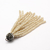 Electroplate Glass Bead Tassel Big Pendants X-EGLA-P024-01-2