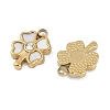 304 Stainless Steel Pave Natural White Shell Clover Charms STAS-I325-027G-2