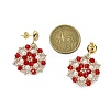 Flower Handmade Glass Seed Beads & Shell Pearl Dangle Stud Earrings EJEW-MZ00361-01-3