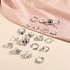 20Pcs Mixed Shapes Alloy Open Cuff Rings for Women PW-WGD235A-01-3