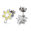 304 Stainless Steel Enamel Stud Earring Findings STAS-T052-43P-06-2