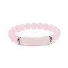 Natural Rose Quartz Beaded Stretch Bracelet BJEW-JB08879-07-1