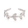 Non-Tarnish 304 Stainless Steel Leaf Wrap Open Cuff Ring for Women RJEW-C025-15P-3