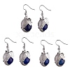 Natural Dyed Lapis Lazuli Elephant Head Dangle Earrings EJEW-A092-07P-09-3