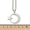 304 Stainless Steel Crescent Moon Star Pendant Twisted Chain Necklaces NJEW-S387-07P-5