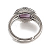 Natural Amethyst Round Adjustable Rings RJEW-K271-02P-01-3