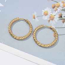 Ion Plating(IP) 304 Stainless Steel Grooved Hoop Earrings EJEW-M218-01C-G