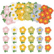 60Pcs 6 Colors Crochet Flower Appliques DIY-FG0004-49