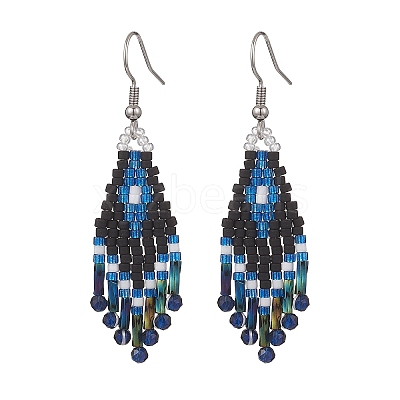 Synthetic Spinel Rhombus Dangle Earrings EJEW-MZ00632-03-1