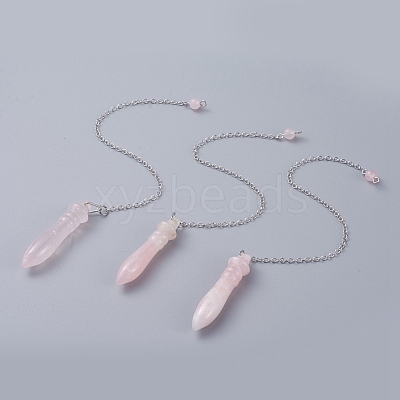 Natural Rose Quartz Pointed Dowsing Pendulums G-J386-A07-1