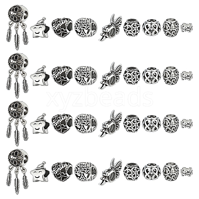 36Pcs 9 Styles Alloy European Beads MPDL-ME0001-09-1