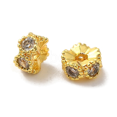 Brass Micro Pave Cubic Zirconia Beads KK-C072-22G-1