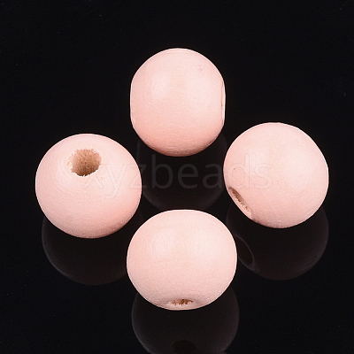 Painted Natural Wood Beads WOOD-S049-05J-1