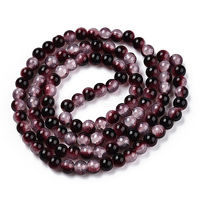 Crackle Baking Paint Imitation Jade Glass Beads Strands DGLA-T003-8mm-14-1