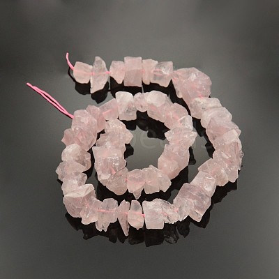 Natural Rose Quartz Nuggets Bead Strands G-A139-B10-1