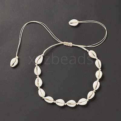 Natural Shell Beaded Necklace NJEW-E094-01B-1