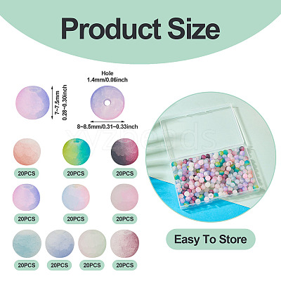 200Pcs 10 Colors Crackle Glass Beads Strands GLAA-TA0003-31B-1