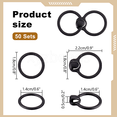 Ring Plastic Front Closure Bra Hook FIND-WH0291-30-1