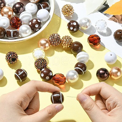 DIY Rugby Acrylic Beaded Keychain Pendant Decoration Making Kit MACR-CJC0004-18-1