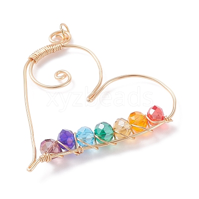 Wire Wrapped Glass Pendants PALLOY-JF01321-02-1