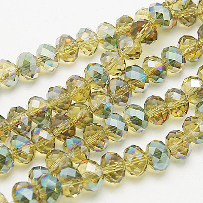 Electroplate Glass Faceted Rondelle Beads Strands EGLA-D020-8x5mm-M-1