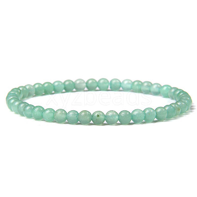4mm Round Natural Dyed Green Aventurine Beads Bracelet for Men KG3069-3-1