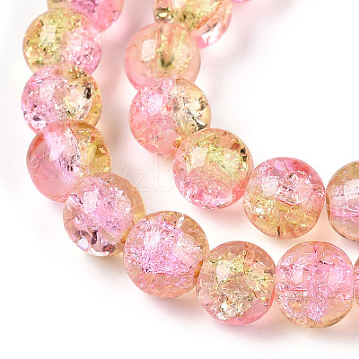 1Strand Two Tone Transparent Crackle Glass Round Beads Strands X-CCG-Q002-8mm-03-1