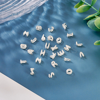 6Pcs 925 Sterling Silver Hollow Initial Beads STER-TA0001-53O-1