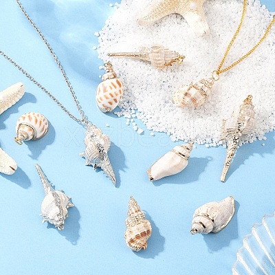 5Pcs Electroplate Natural Spiral Shell Pendants BSHE-YW0001-09-1