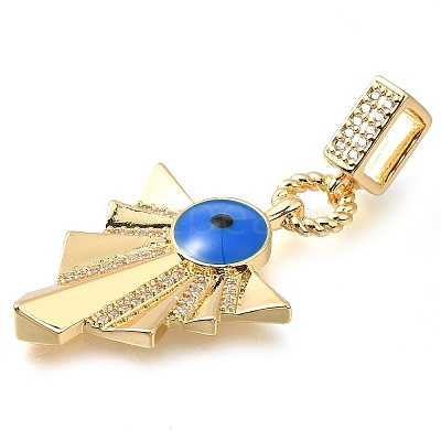 Brass Micro Pave Clear Cubic Zirconia Enamel Pendants KK-S049-30G-1