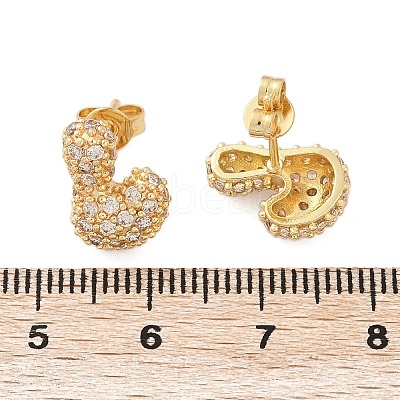 Brass Micro Pave Cubic Zirconia Stud Earrings EJEW-Z091-04G-L-1