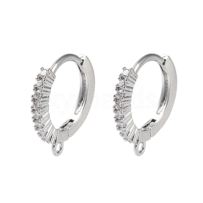 Brass Micro Pave Cubic Zirconia Hoop Earring Findings KK-P257-05P-1