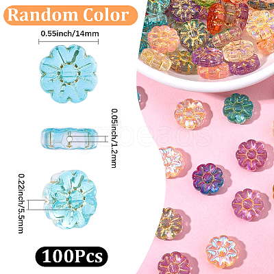 100Pcs Baking Paint and Golden Metal Enlaced Glass Beads DGLA-SC0001-06-1