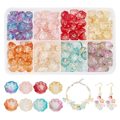 160Pcs 8 Colors Two Tone Transparent Spray Painted Glass Beads GLAA-PH0002-40-1
