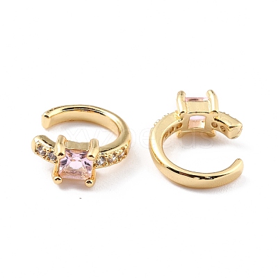 Brass Micro Pave Cubic Zirconia Cuff Earrings EJEW-K086-02G-07-1