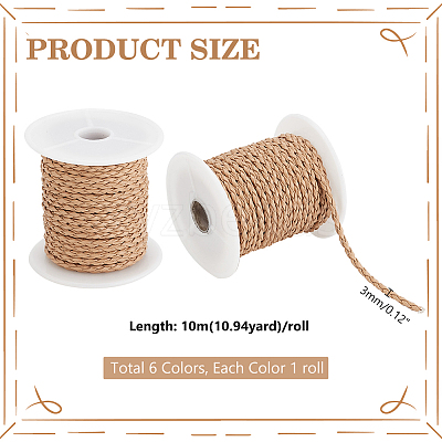 6 Rolls 6 Colors Imitation Leather Braided Cord WL-PH0004-24-1