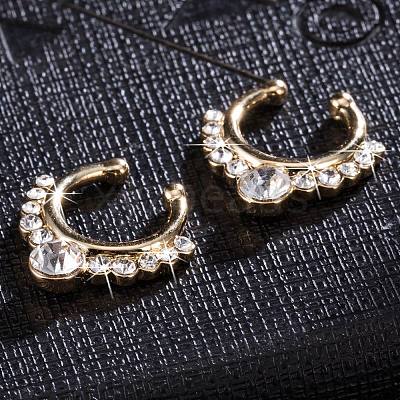 Personality Brass Cubic Zirconia Clip-on Nose Septum Rings AJEW-EE0002-001G-01-1