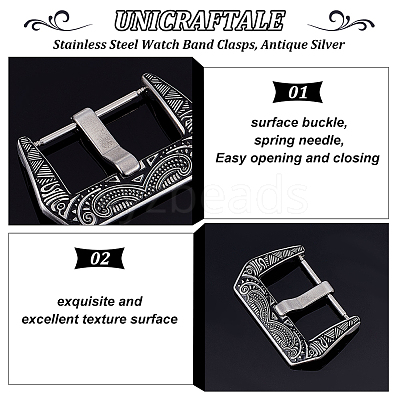 2 Sets Tibetan Style 304 Stainless Steel Watch Band Clasps STAS-UN0039-87A-1