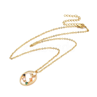 Colorful Cubic Zirconia Constellation Pendant Necklace NJEW-H166-01C-1